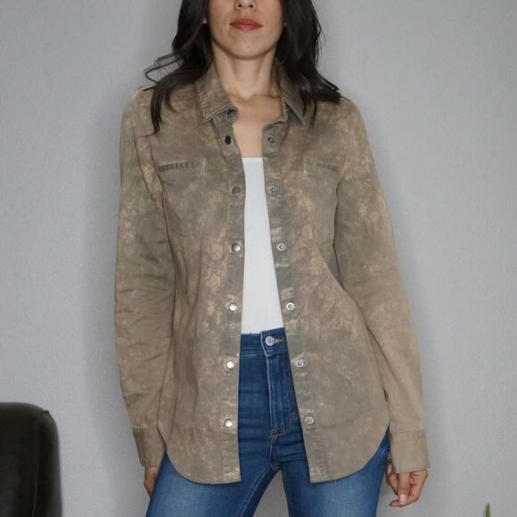 See Thru Soul Snap Button Down Shirt Tie Die Long Sleeve Light Jacket - Picture 3 of 9